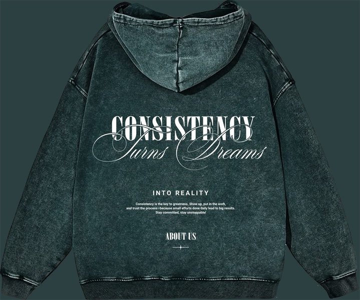 Motivational script back-print hoodie design